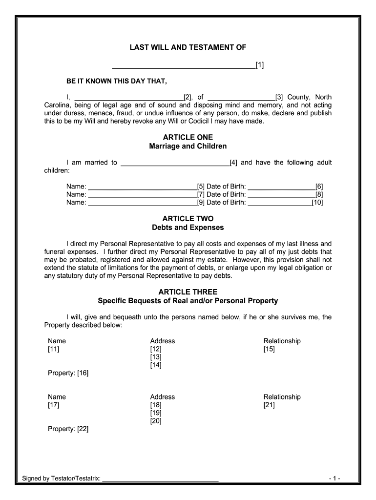 Nc Married  Form