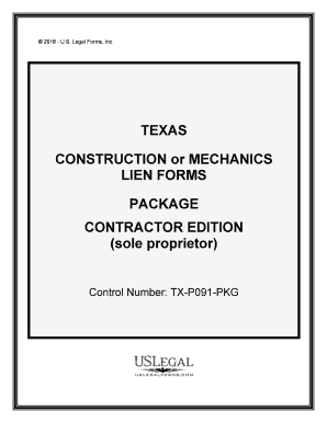 Control Number TX P091 PKG  Form