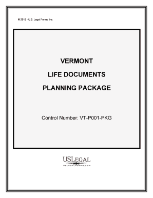 Control Number VT P001 PKG  Form