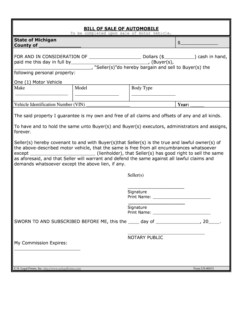 SOS Seller's Responsibilities Selling a Vehicle State of Michigan  Form