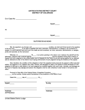 Colorado Supersedeas Bond  Form