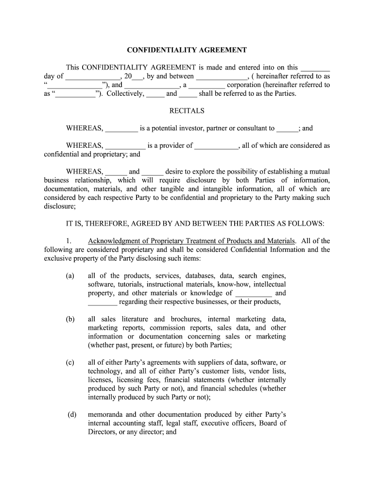 Fill and Sign the This Confidentiality Agreement is Made and Entered into on This Form