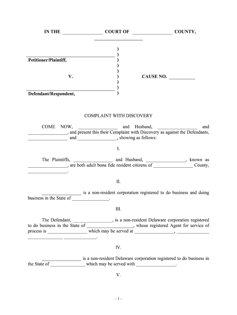 COMPLAINT with DISCOVERY  Form