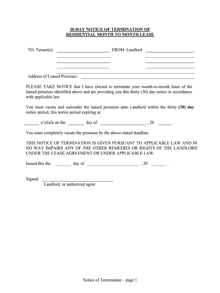 THIS NOTICE of TERMINATION is GIVEN PURSUANT to APPLICABLE LAW and in  Form