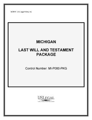 Michigan Last Will and Testament Package  Form