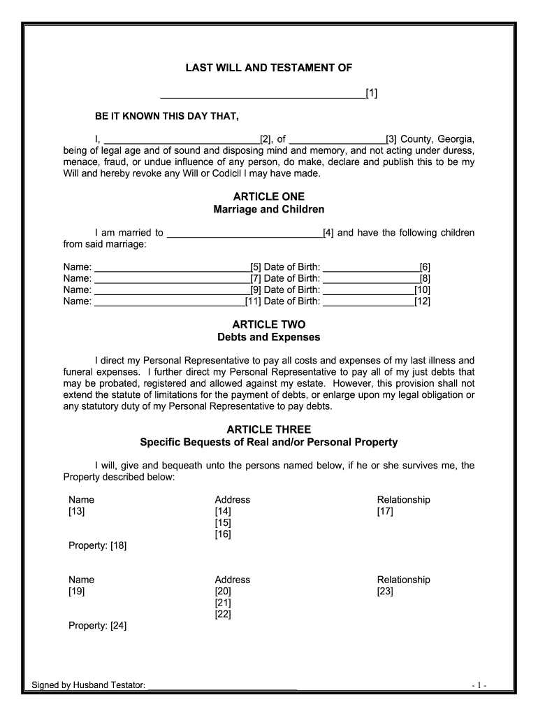 Georgia Married Couple  Form