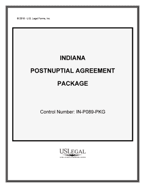 Indiana Postnuptial Agreement  Form