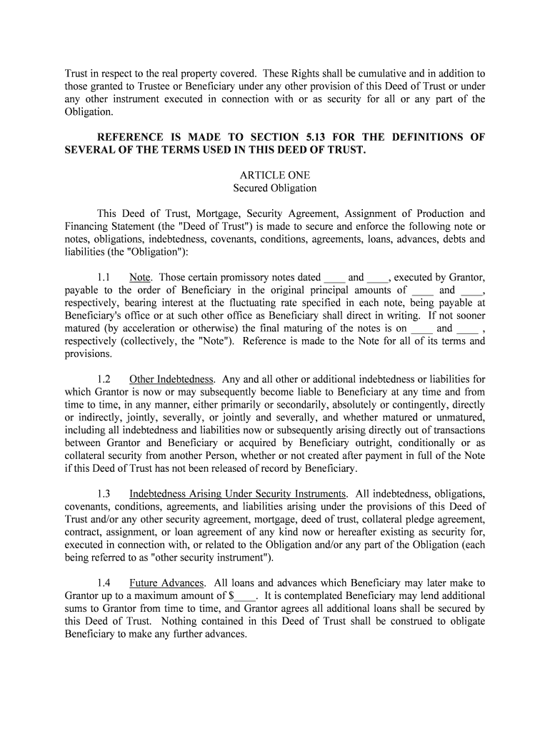 Amended, Restated and Consolidated Deed of Trust, Mortgage  Form