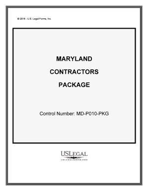 Maryland Contractors Forms Package