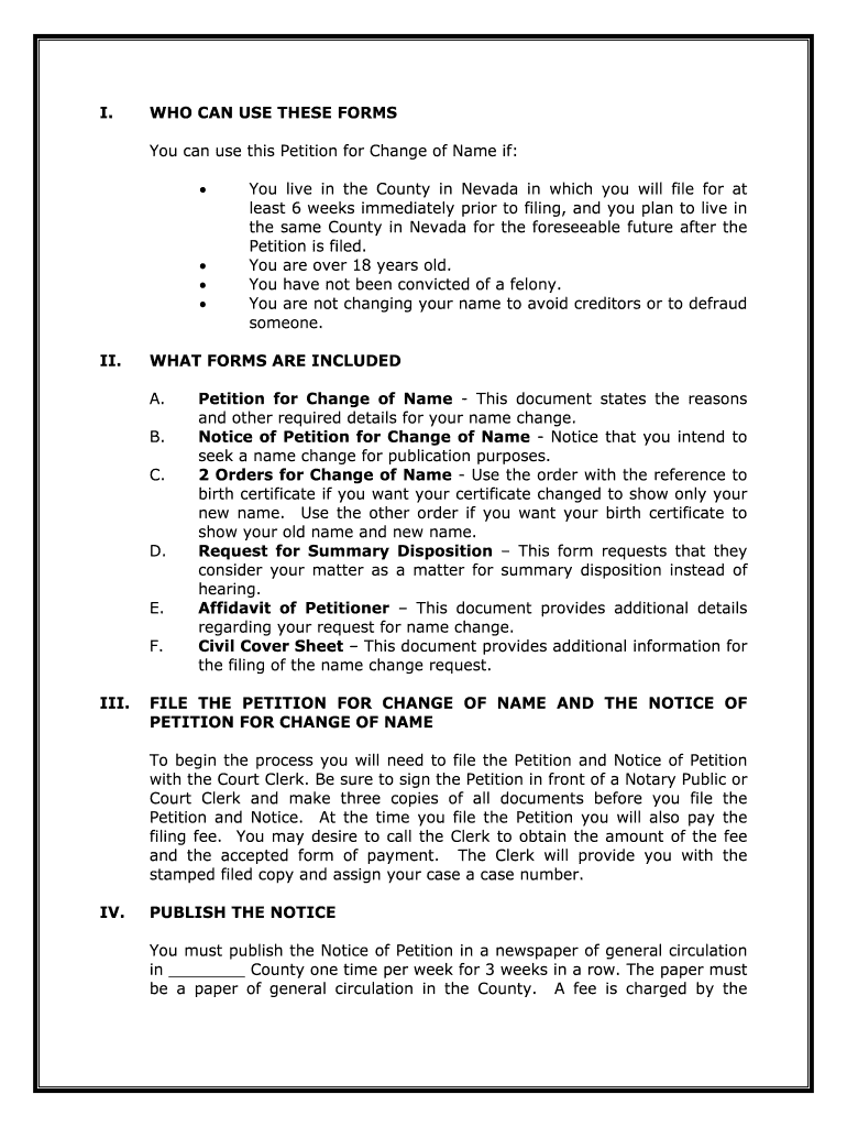 Name Change Nevada  Form