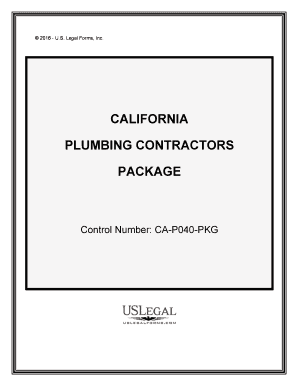 California Plumbing Contractor Package  Form