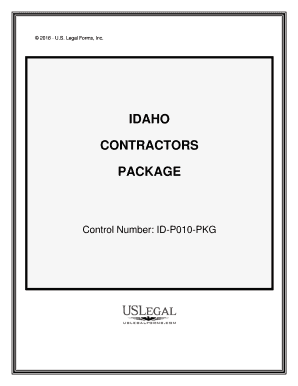 Idaho Contractors Forms Package