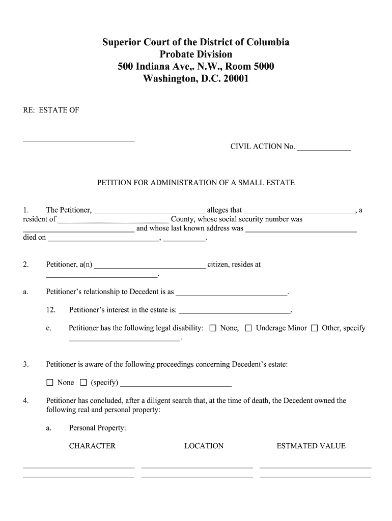 Dc Small Estate  Form