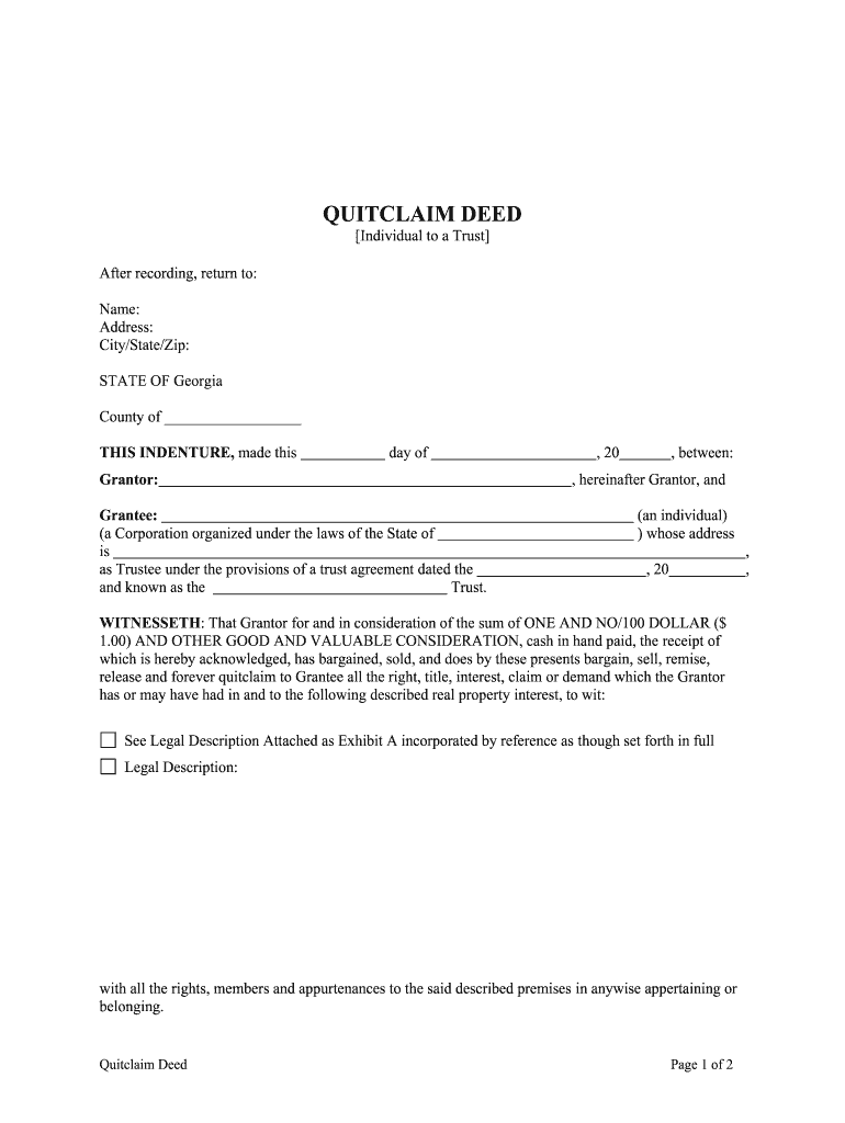 Quitclaim Deed Real Estate  Form