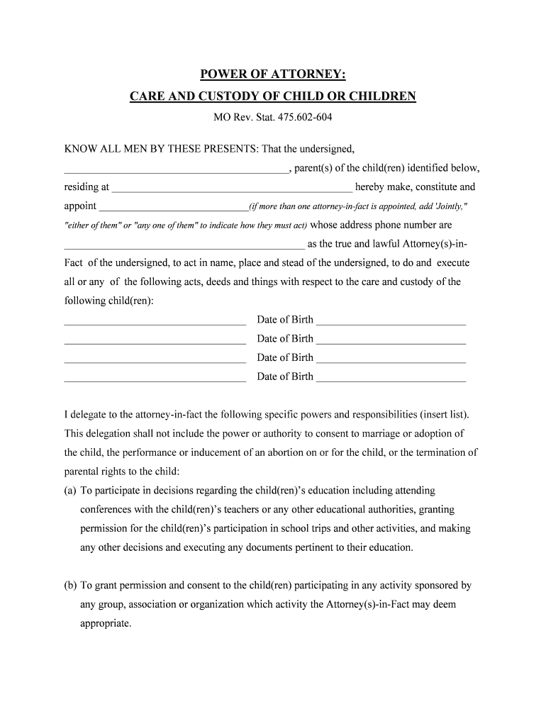 Custody Child Children  Form