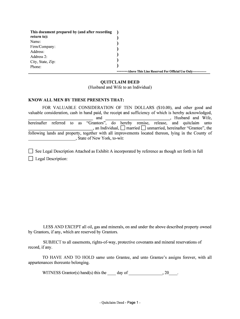 Ny Quitclaim Deed  Form