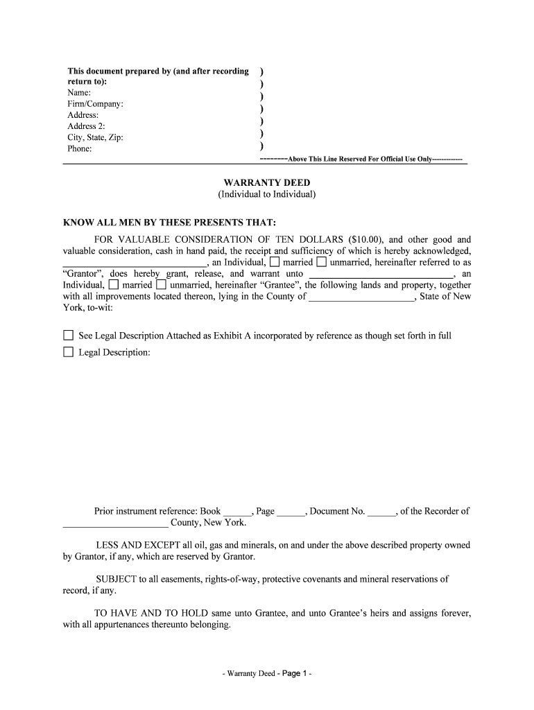 Warranty Deed Form Blank