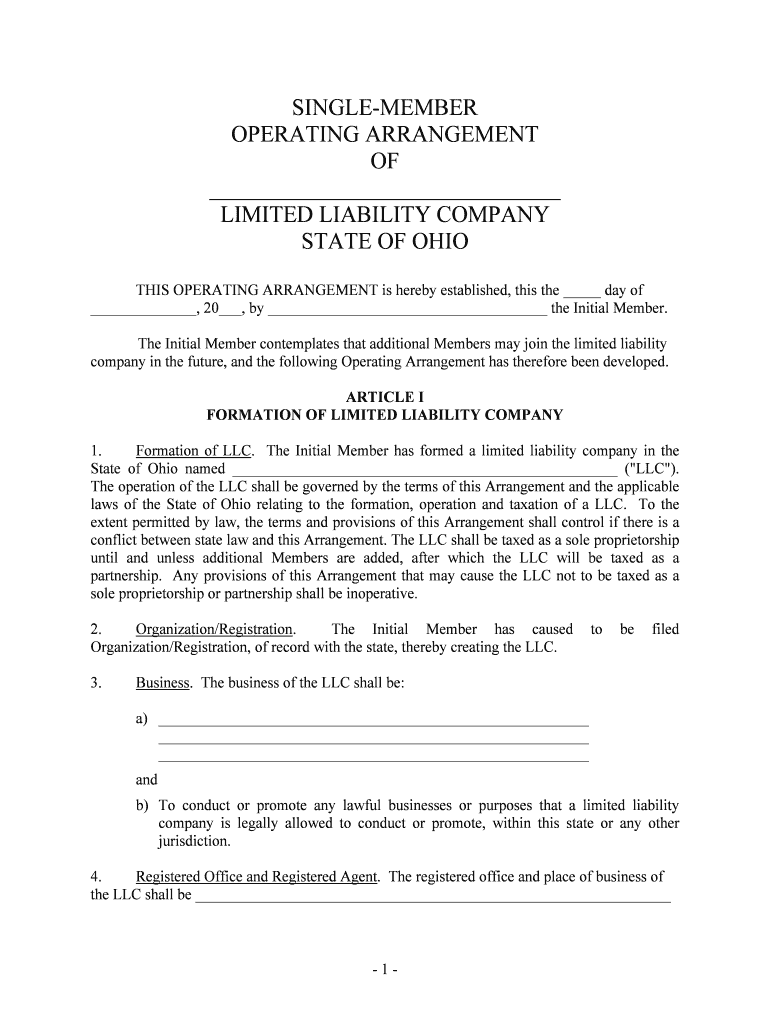 Ohio Operating  Form