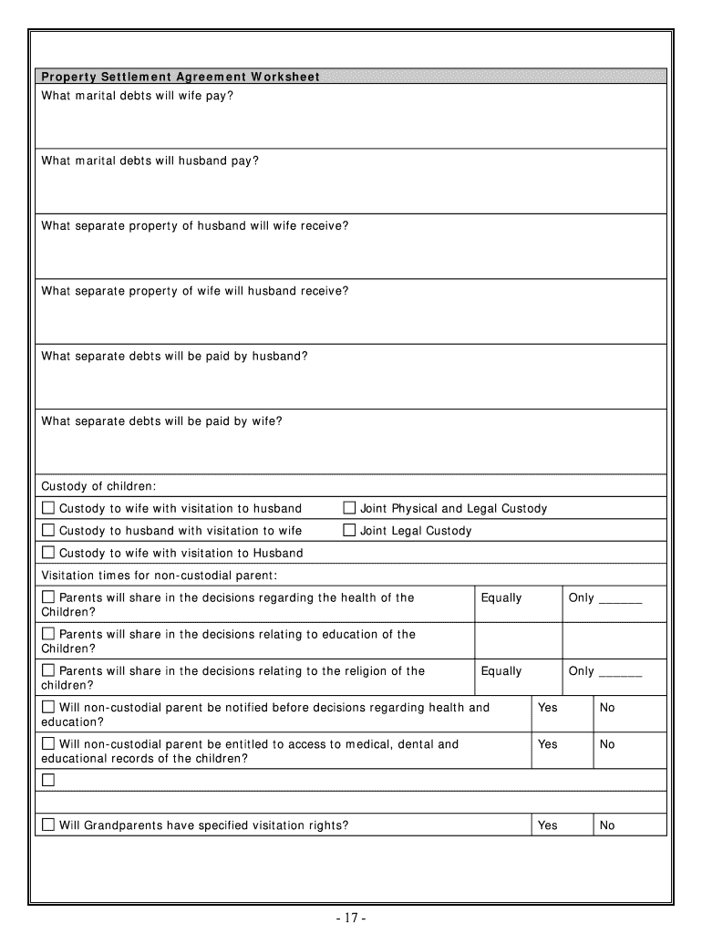 Texas Divorce  Form