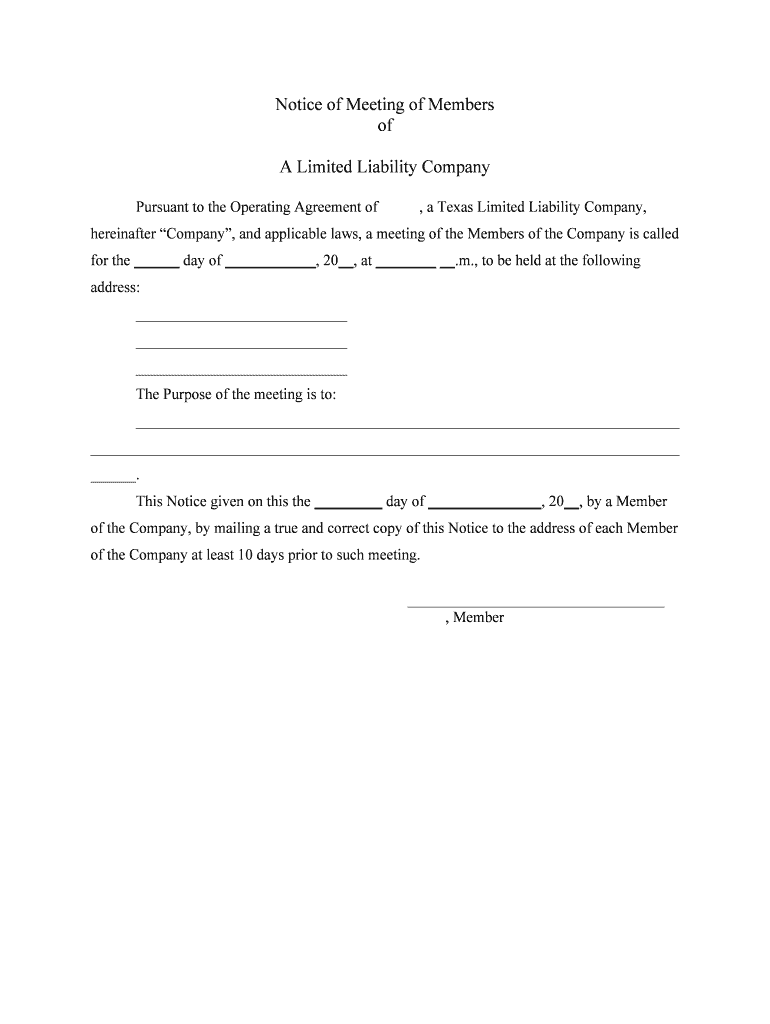 Texas LLC Notices, Resolutions and Other Operations Forms Package