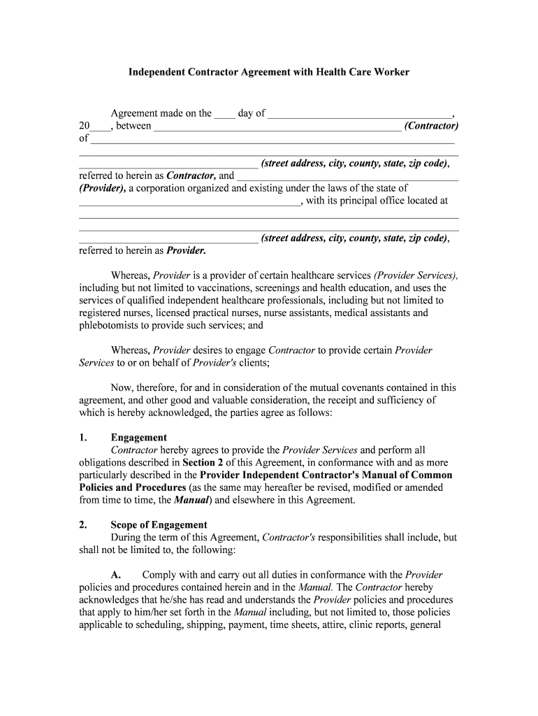 Independent Contractor Agreement  Form