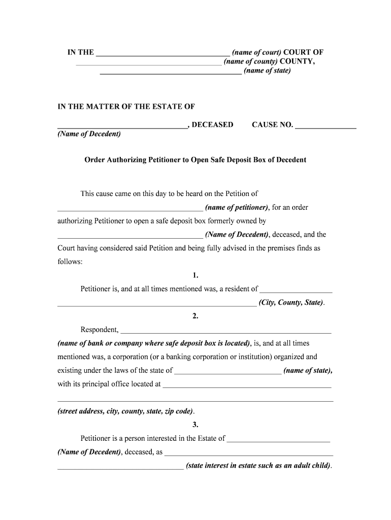 Safe Deposit Box Form