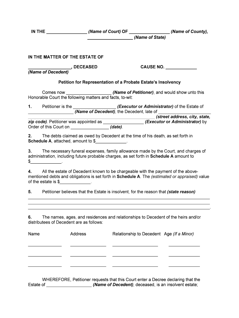 Petition Probate Form