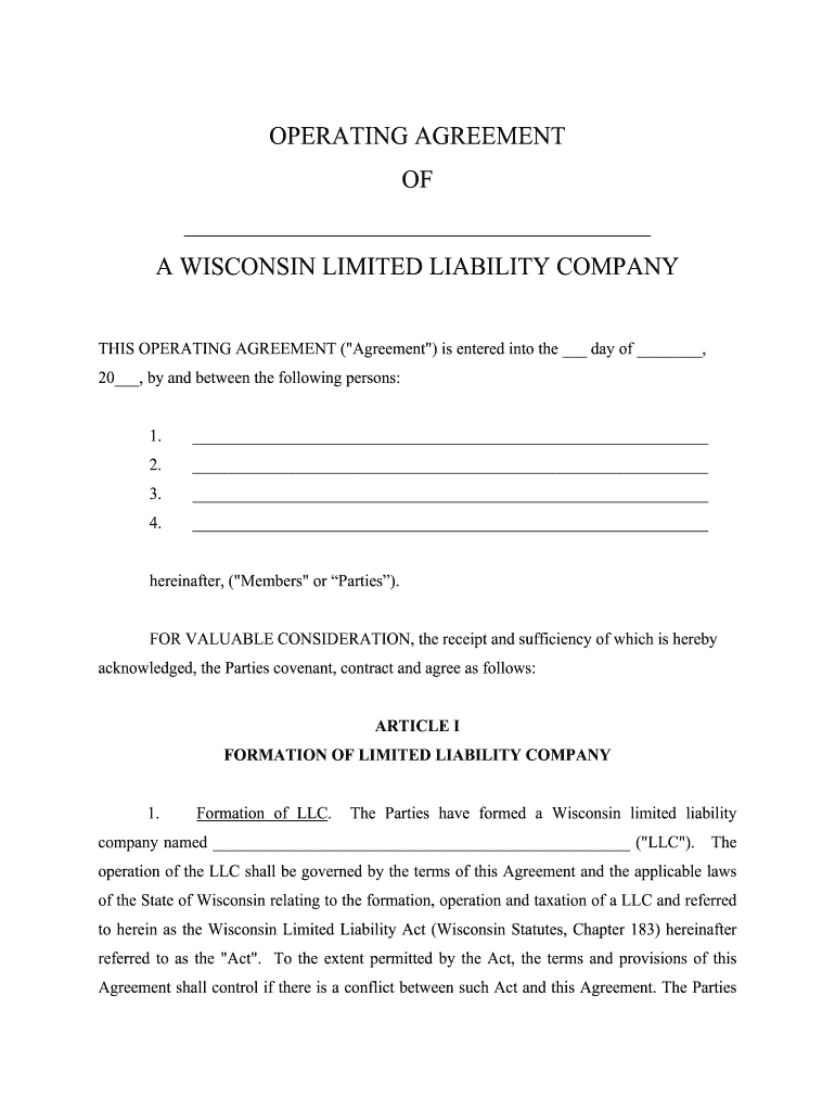 Wisconsin Llc Create  Form