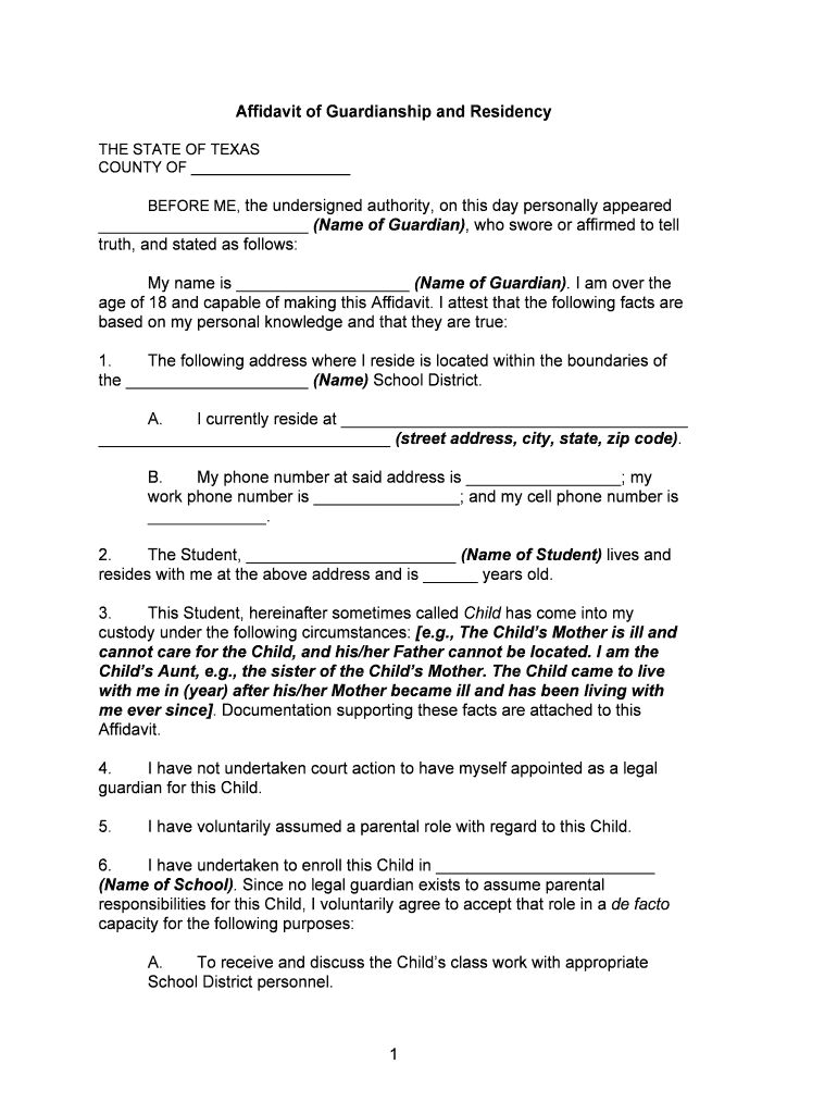 Tx Affidavit Form