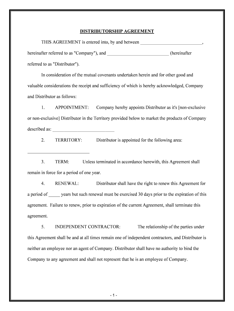 Authorized Distributor Agreement  Form