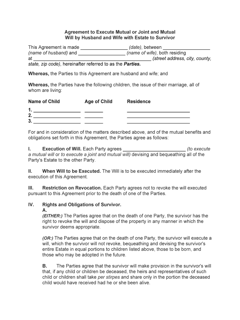 Agreement Mutual  Form