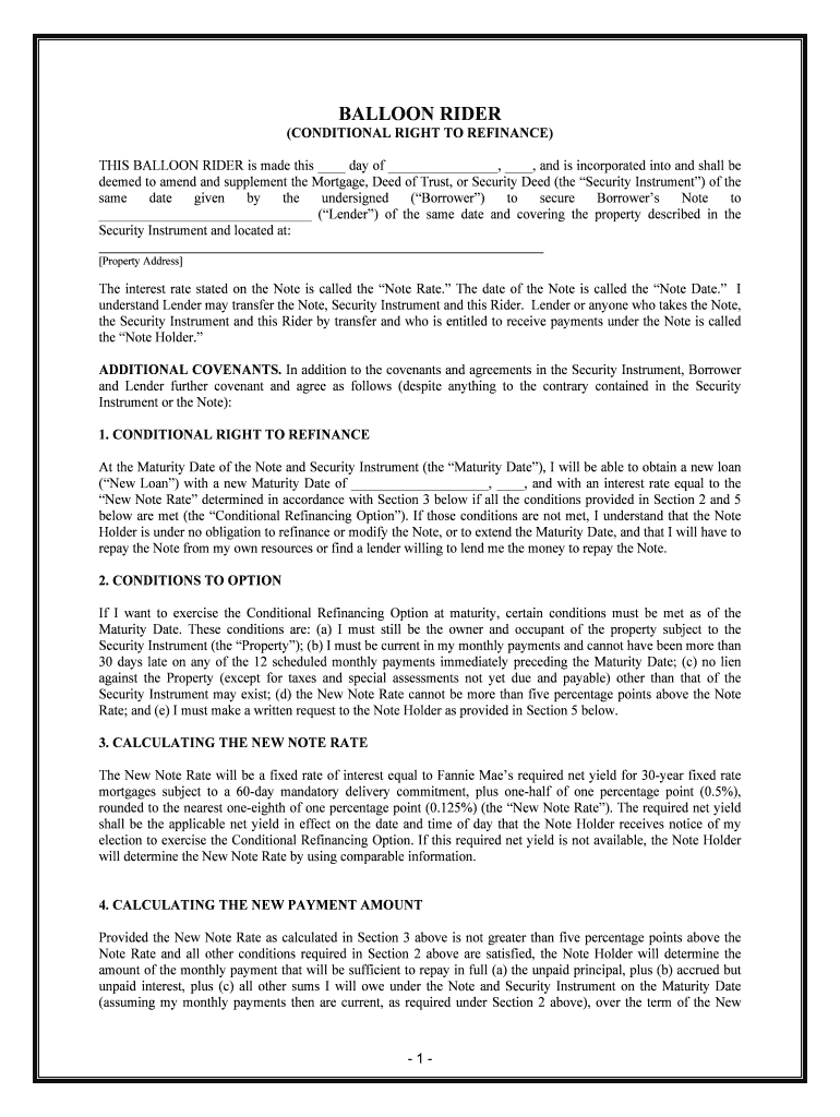 MULTISTATE BALLOON RIDERSingle FamilyFannie Mae Uniform Instrument Form 3180 101 Page 1 of 2