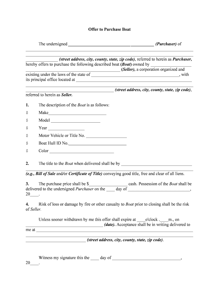 Purchase Boat Form Agreement