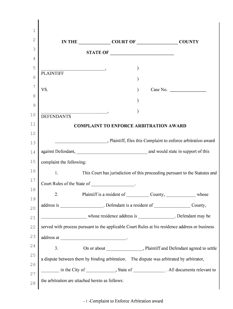 Arbitration Award  Form