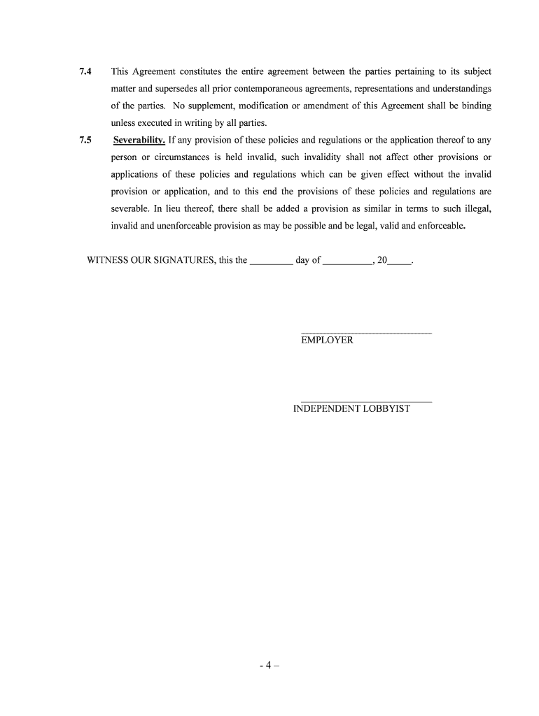 Lobbyist Agreement  Form