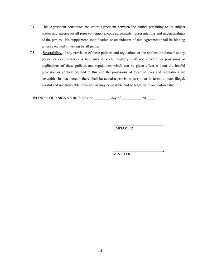 Employment Agreement MinisterPastorLawmart Com  Form