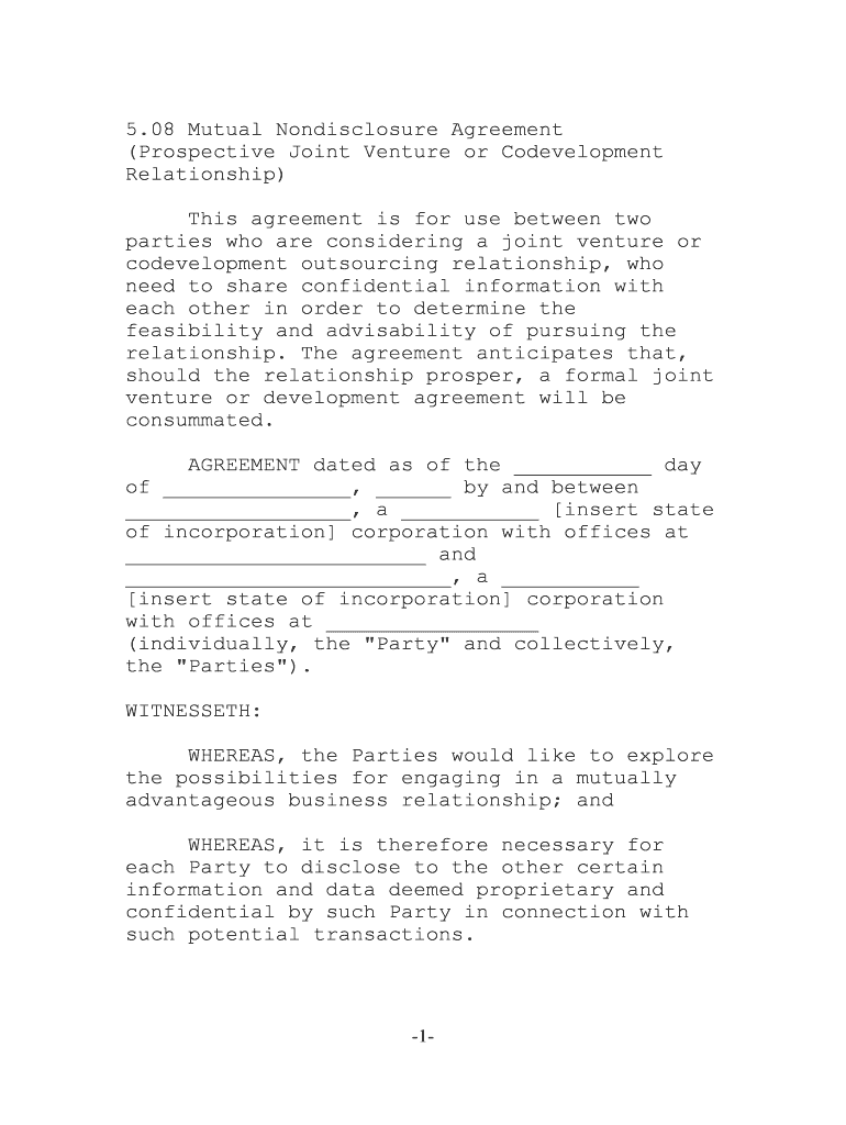 08 Mutual Nondisclosure Agreement  Form