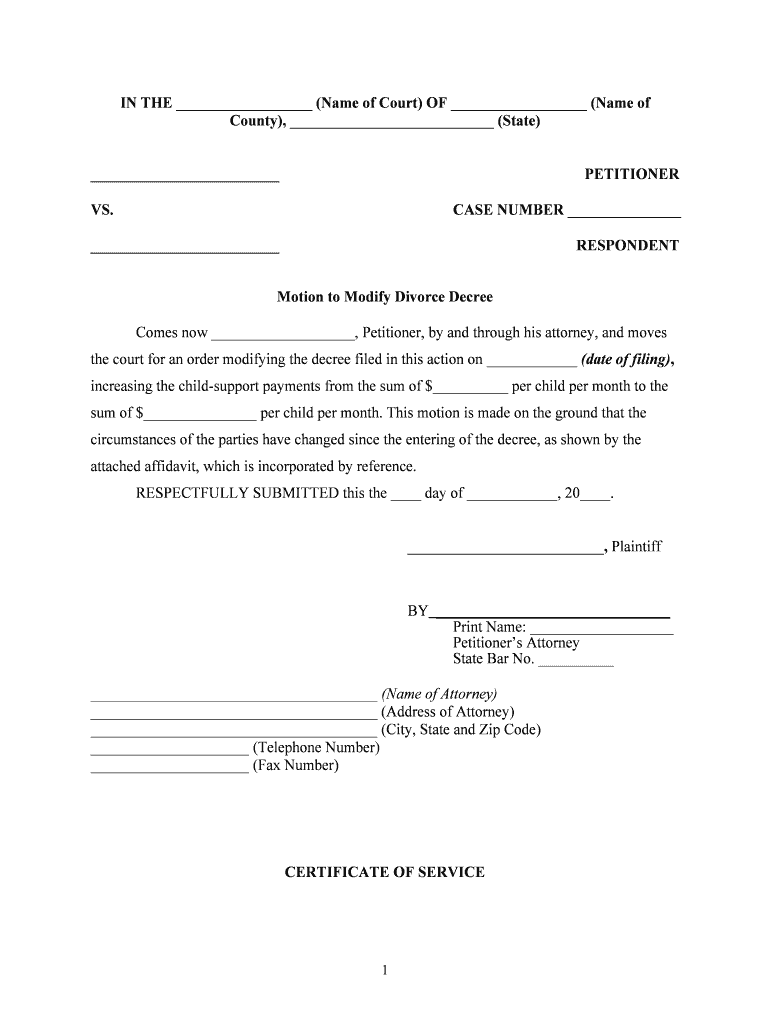 Amend Divorce Decree  Form