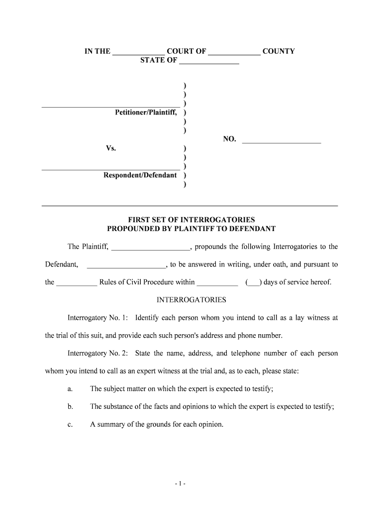 Interrogatories Propounded  Form