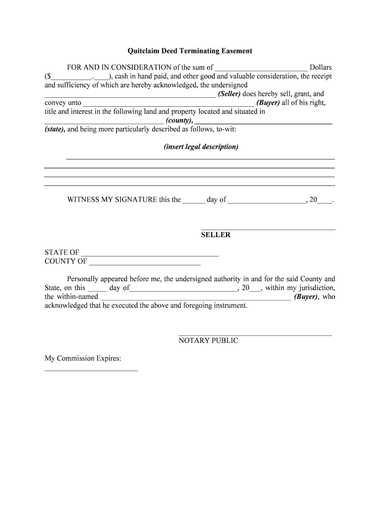 Termination of Easement  Form