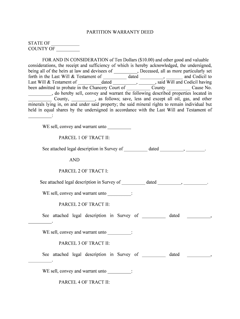 Partition Deed Document  Form