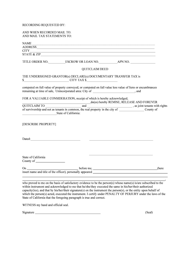 Quitclaim Deed Form