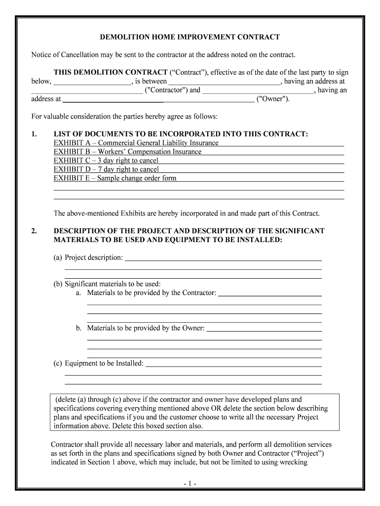 HTFC DEMOLITION AGREEMENT INSTRUCTIONS for AWARDING  Form