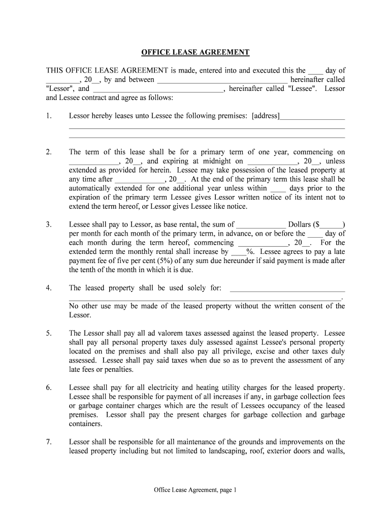 Rental Lease This Lease Made This Day of , 20, by  Form