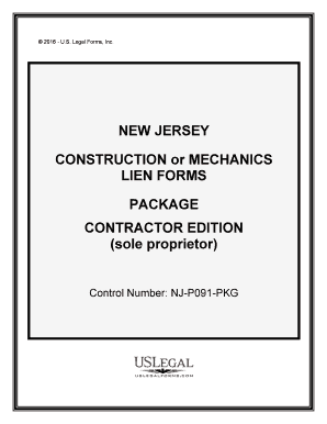 Fill and Sign the New Jersey Mechanics Lien Form