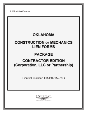 Oklahoma Mechanics Lien  Form