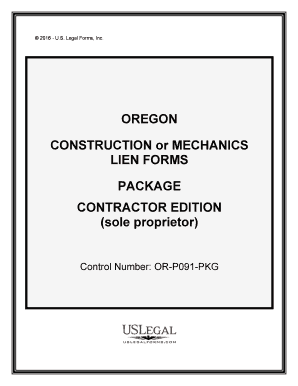 Oregon Oregon Construction or Mechanics Lien Package Individual  Form