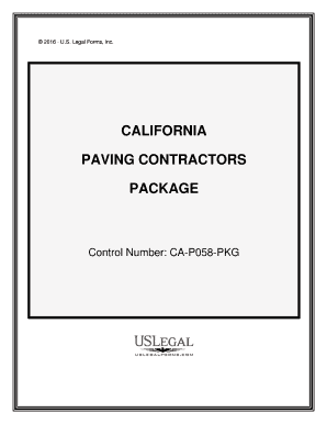California Paving Contractor Package  Form
