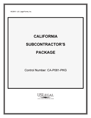 California Subcontractors  Form