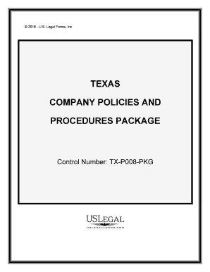 Texas Company Employment Policies and Procedures Package  Form